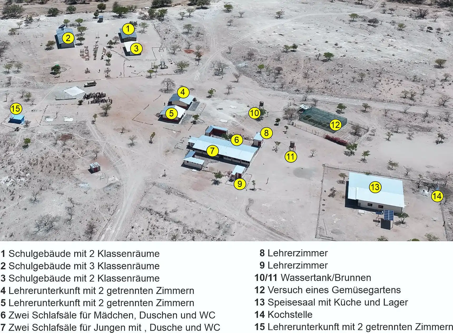 Luftaufnahme - das Schulgelände heute aus der Vogelperspektive